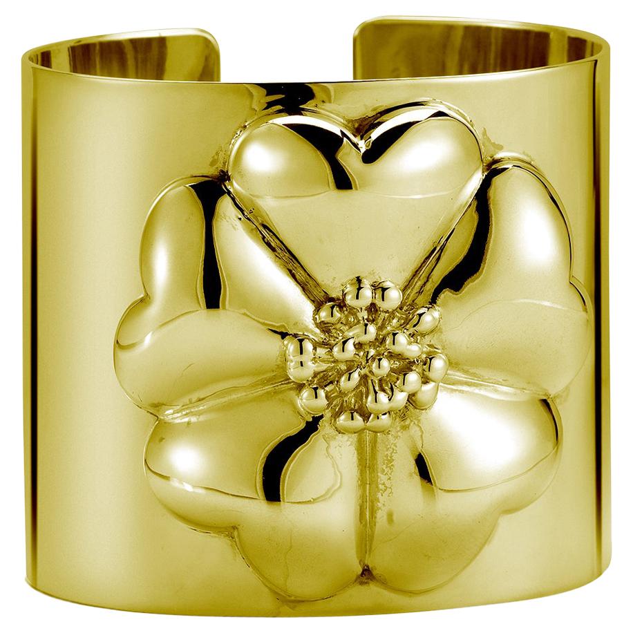 24 Karat Gold Vermeil Blossom Large Cuff Bracelet
