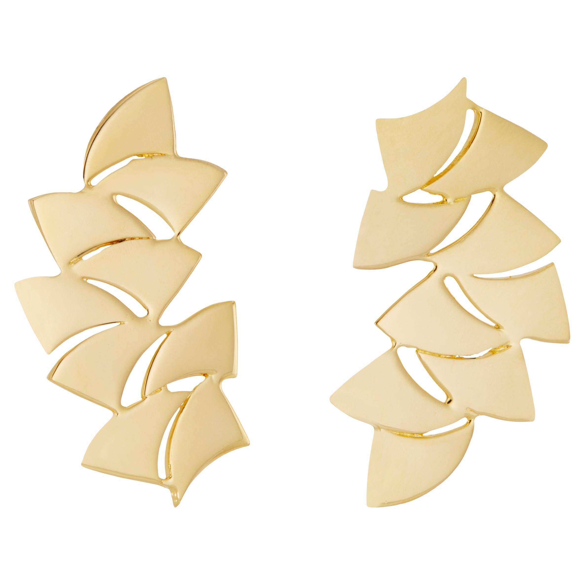14 Karat Gold Vermeil Shark Tooth Plate Earrings by Chee Lee New York For Sale