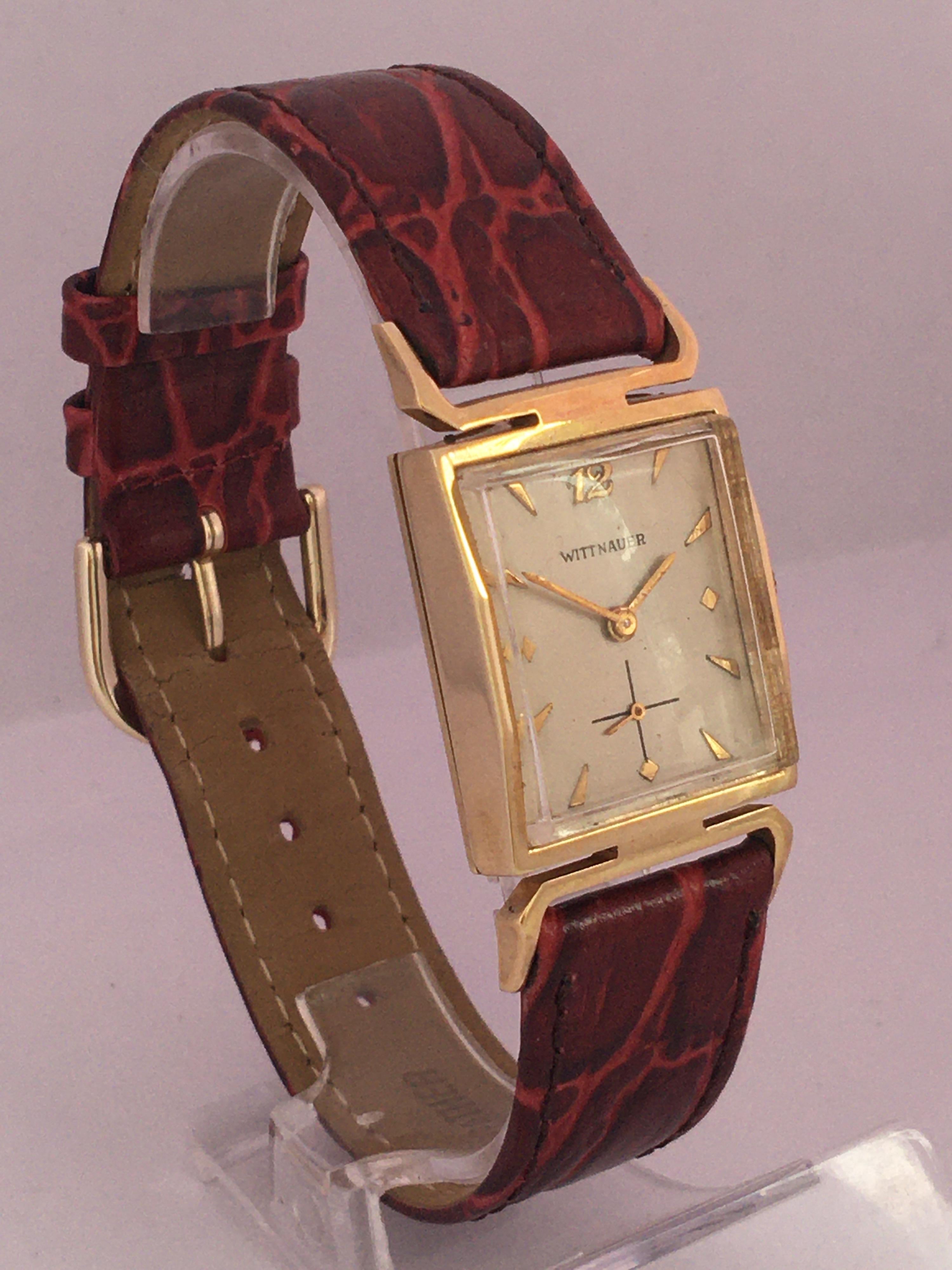 14 Karat Gold Vintage 1940s Wittnauer Mechanical Watch 3