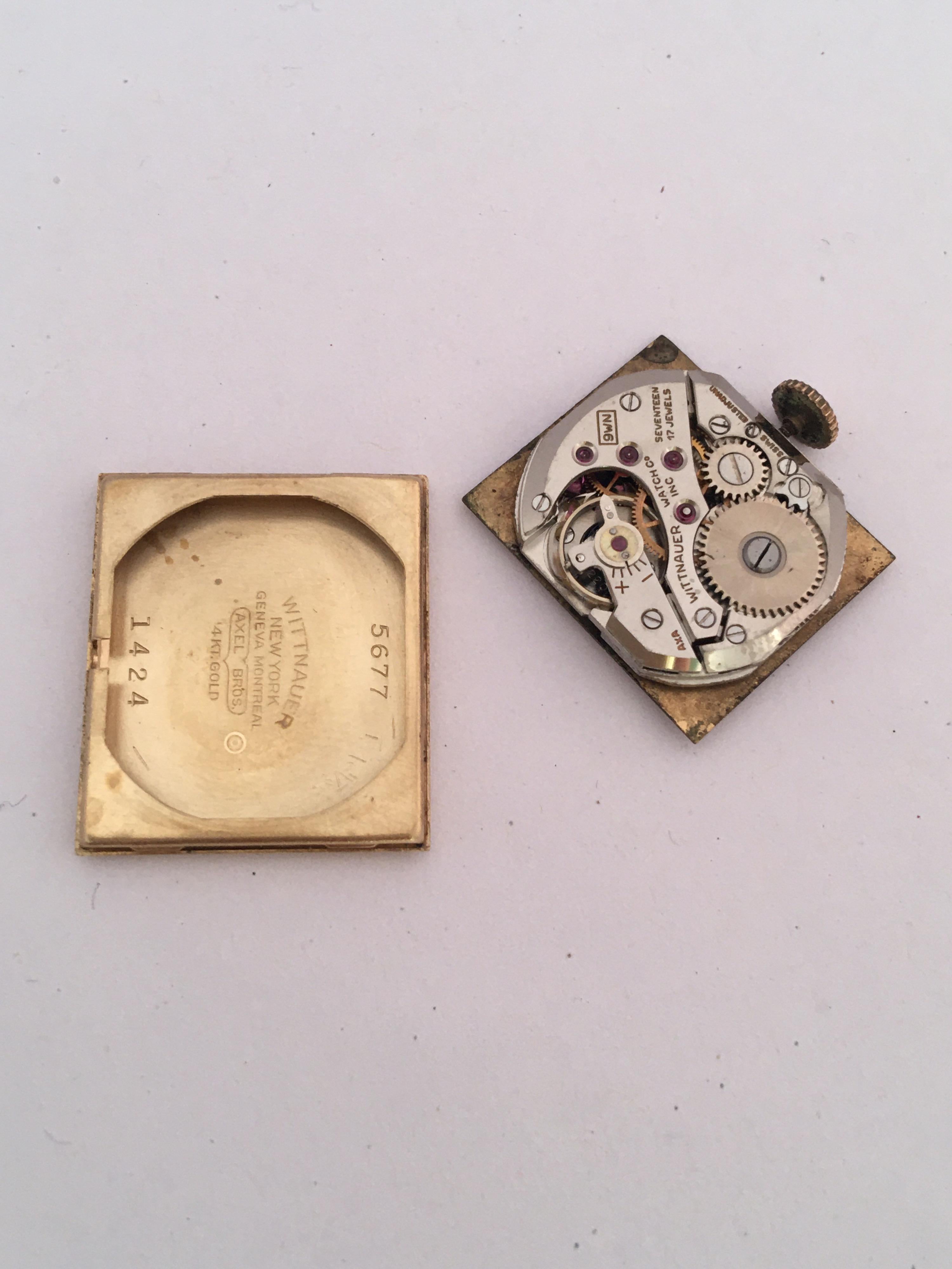 Women's or Men's 14 Karat Gold Vintage 1940s Wittnauer Mechanical Watch