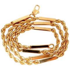 14 Karat Gold Vintage Rope and Bar Chain