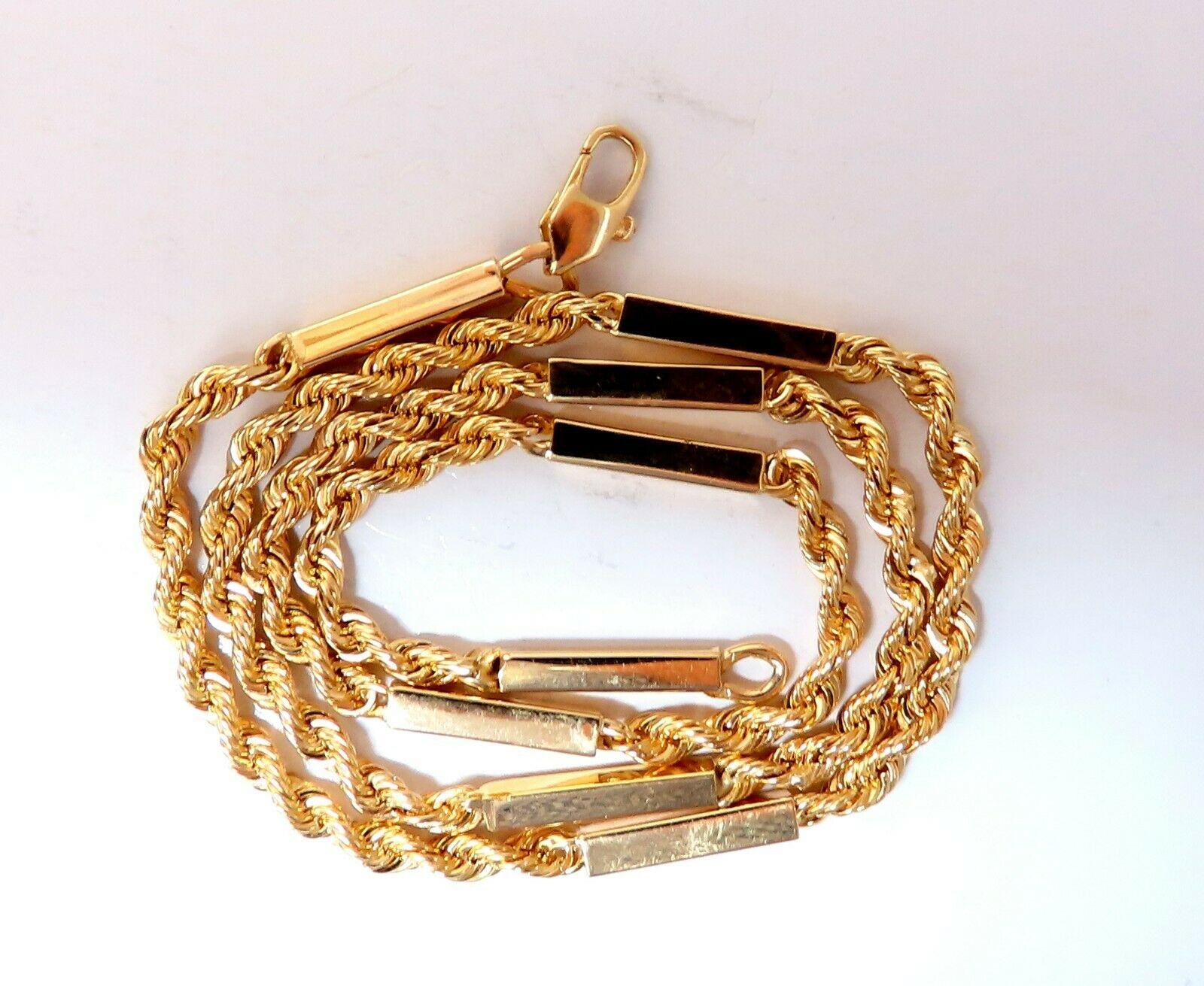 Vintage Rope Twist Link Necklace

 3mm Caliber

Bar: 13 x 2mm

14kt. yellow gold 

13.3 Grams.