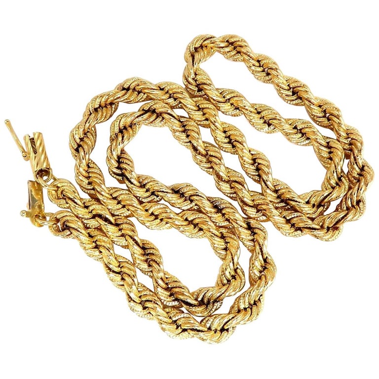 14 Karat Gold Vintage Rope Chain at 1stDibs