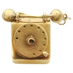 Mid-Century 14 Karat Gold Telephone Charm Pendant