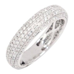 14 Karat Gold VS2, G-H 0.94 Carat Micro Pave Round Diamond Eternity Band Ring