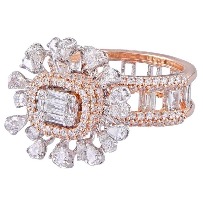 For Sale:  14 Karat Gold White Diamond Cocktail Ring