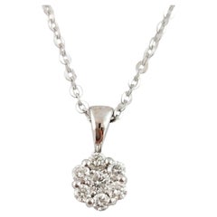 14 Karat Gold White Round Brilliant Diamond Pendant Necklace
