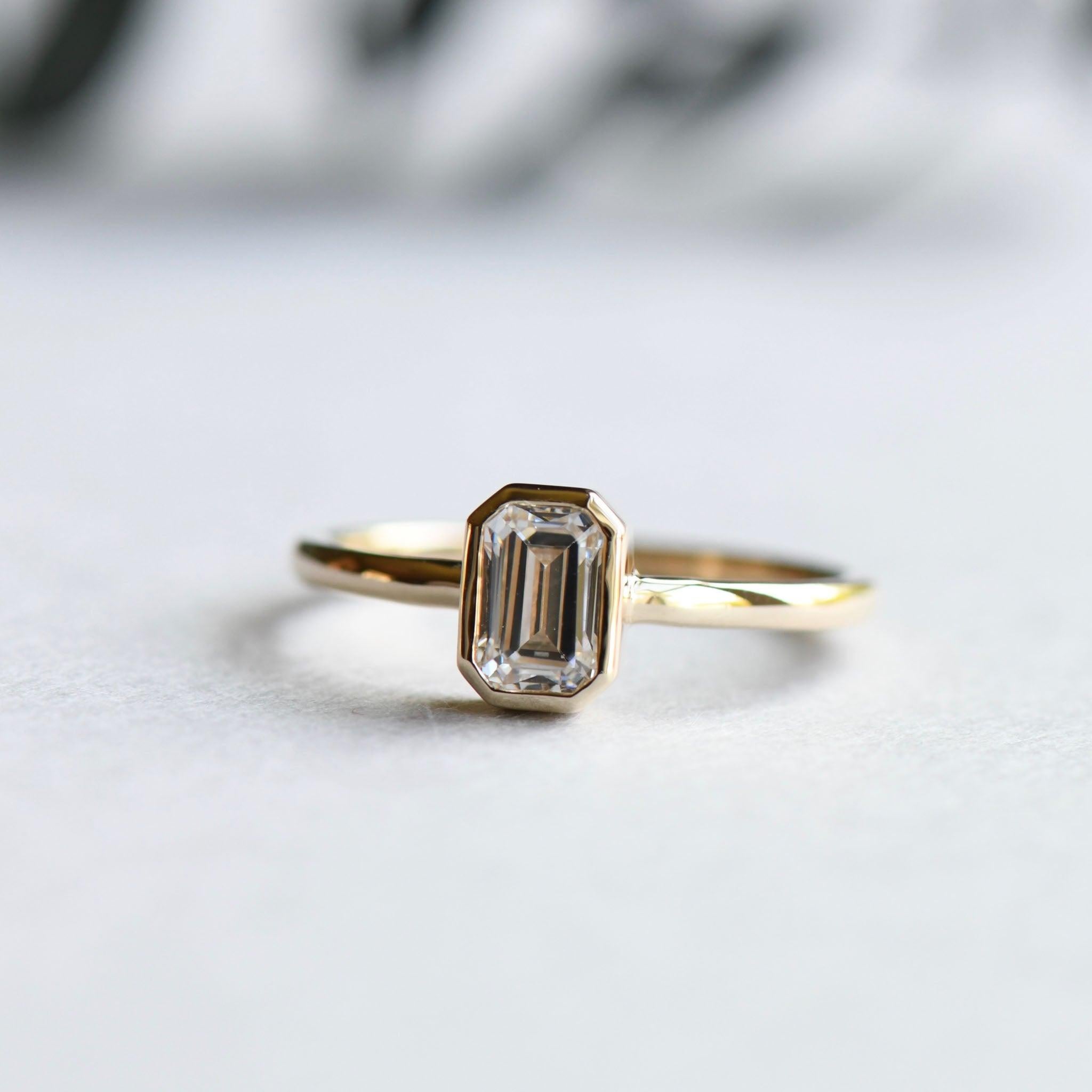 For Sale:  14 Karat Gold with 0.5 Carat Emerald Cut Diamond Solitaire Ring, Engagement Ring 5