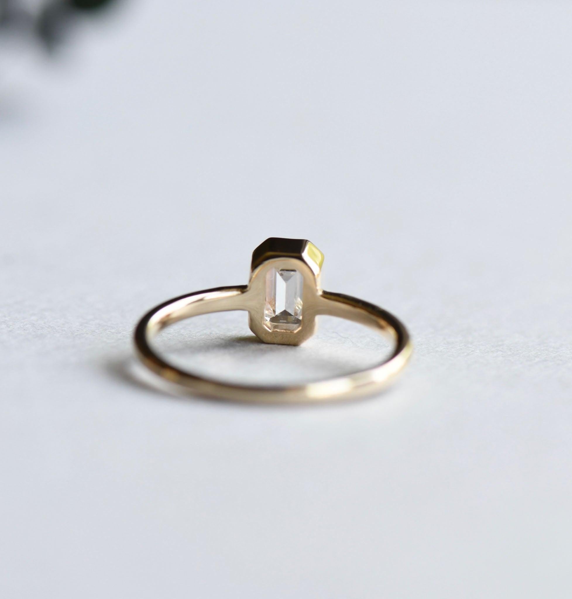 For Sale:  14 Karat Gold with 0.5 Carat Emerald Cut Diamond Solitaire Ring, Engagement Ring 6