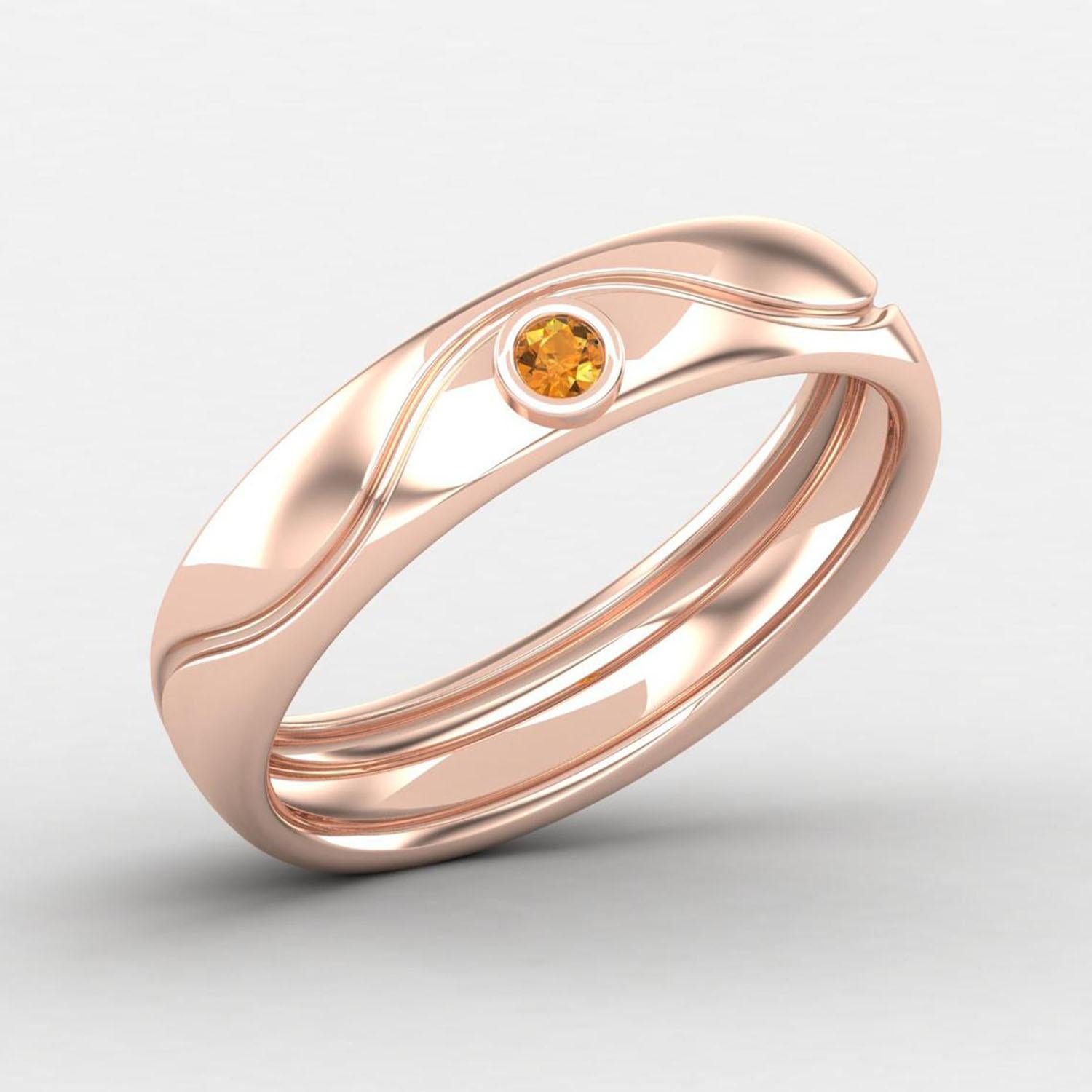 14 Karat Gold Gelber Citrin-Ring / Verlobungsring / November Geburtsstein (Rundschliff) im Angebot