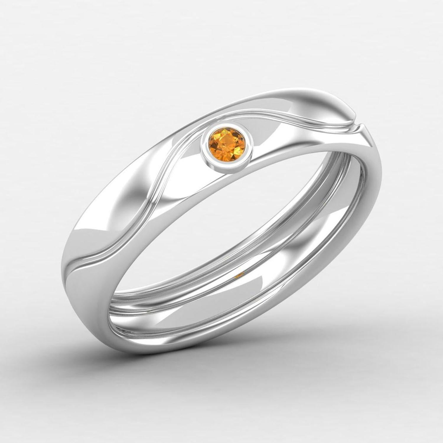 Modern 14 Karat Gold Yellow Citrine Ring / Engagement Ring / November Birthstone Band For Sale