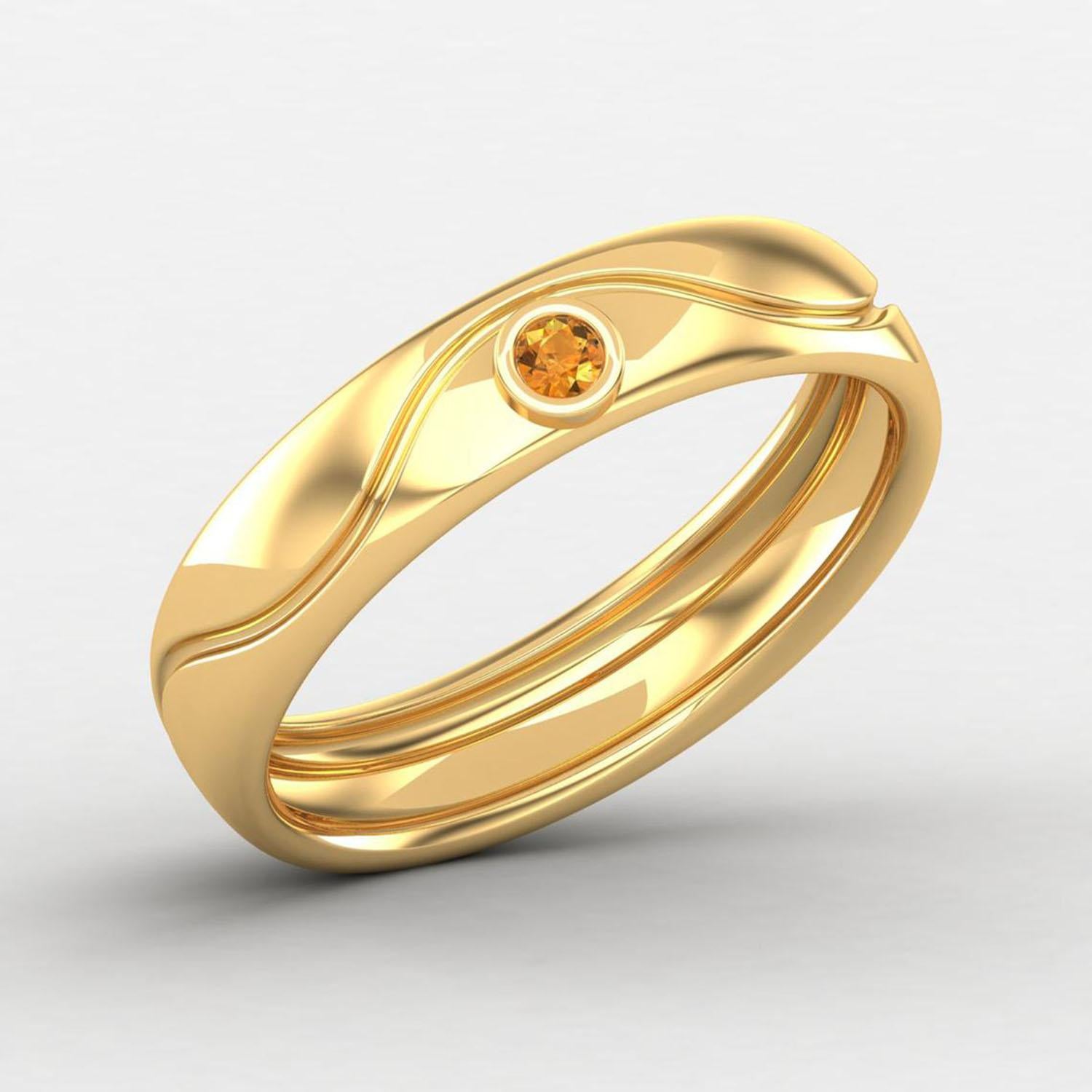 14 Karat Gold Yellow Citrine Ring / Engagement Ring / November Birthstone Band For Sale
