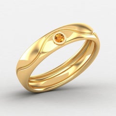 14 Karat Gold Gelber Citrin-Ring / Verlobungsring / November Geburtsstein