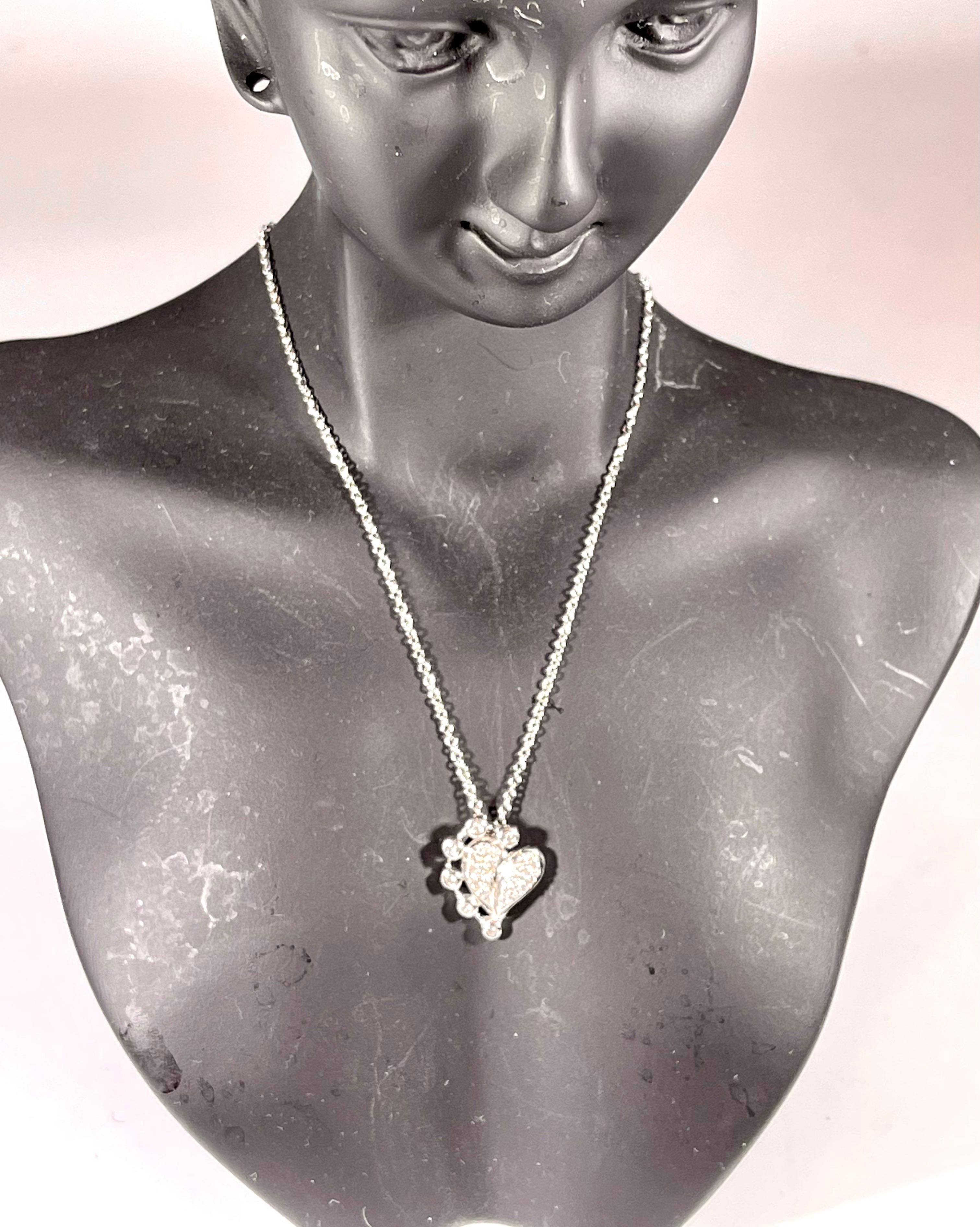 Women's 14 Karat Goldheart Pendant with White Diamond & 14 Karat White Gold Chain