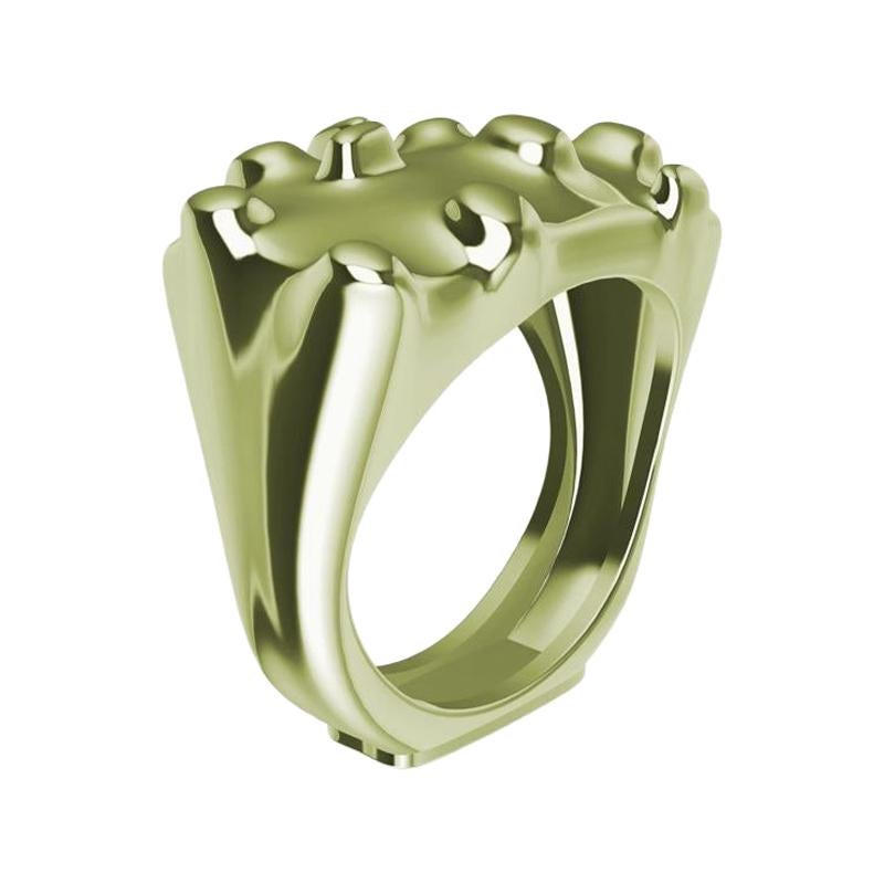 14 Karat Green Gold Cactus Sculpture Ring For Sale