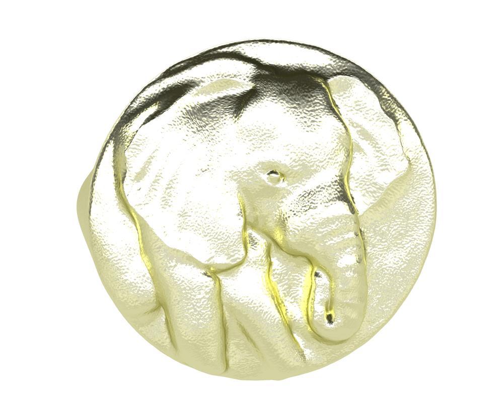 For Sale:  14 Karat Green Gold Elephant Signet Ring 4