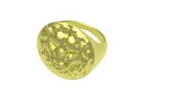 14 Karat Green Gold Lion Head Signet Ring