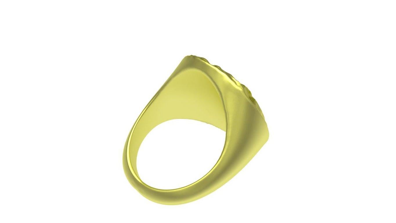 For Sale:  14 Karat Green Gold Lion Head Signet Ring 4