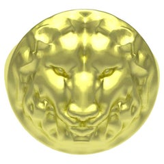 14 Karat Green Gold Lion Head Signet Ring