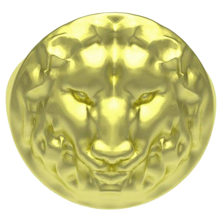En vente :  Bague sigillaire à tête de lion en or vert 14 carats