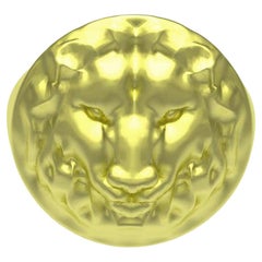 14 Karat Grüngold Siegelring mit Löwenkopf