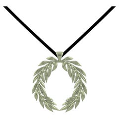 14 Karat Green Gold Olive Wreath Pendant 