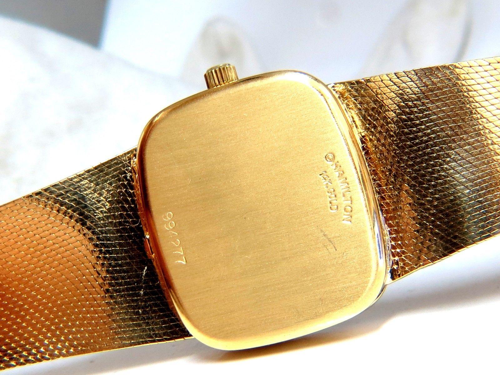 14 Karat Hamilton Men's Gold Watch .36 Diamonds 1