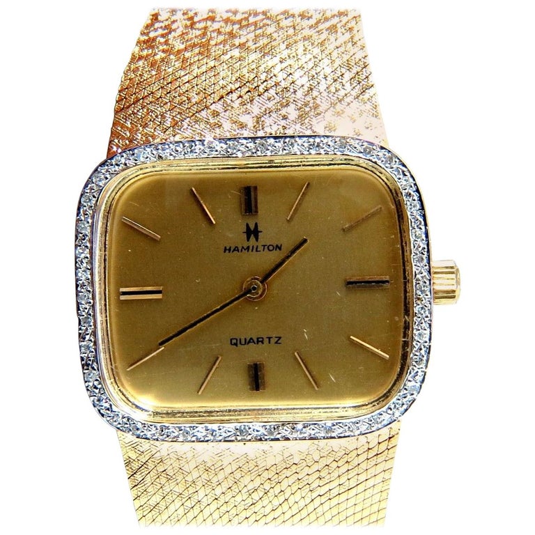 14 Karat Hamilton Men's Gold Watch .36 Diamonds at 1stDibs 14 karat