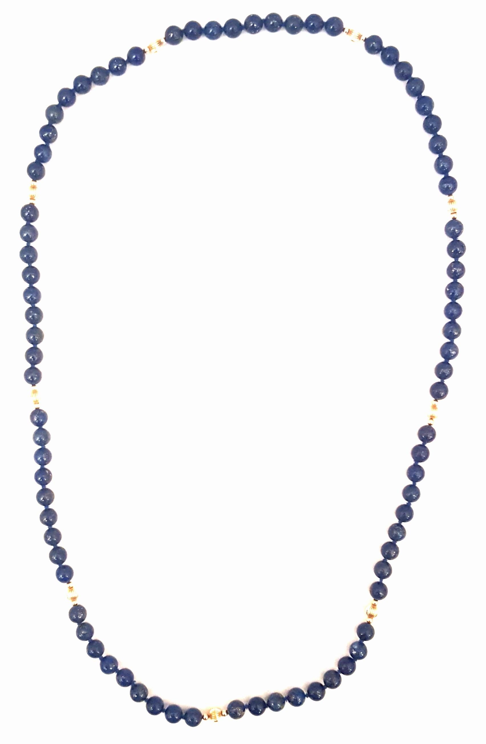 Women's 14 Karat High Quality Lapis Lazuli with Fluted and Smooth Accents For Sale