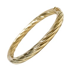 Vintage Yellow Gold Hinged Cable Bangle Bracelet