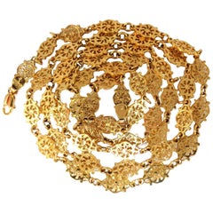 14 Karat Israel Linked Mehndi Deco Necklace 43.5 Grams 14 Karat Israel Linked Mehndi Deco Necklace 43.5 Grams