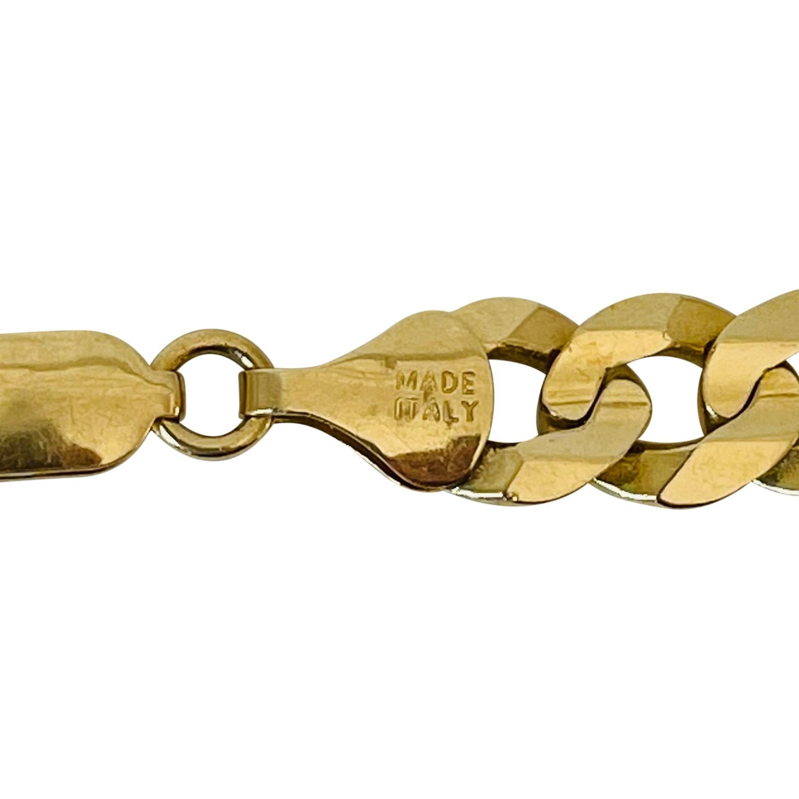 14 Karat Italia Yellow Gold Solid Heavy Men's Curb Link Bracelet 3