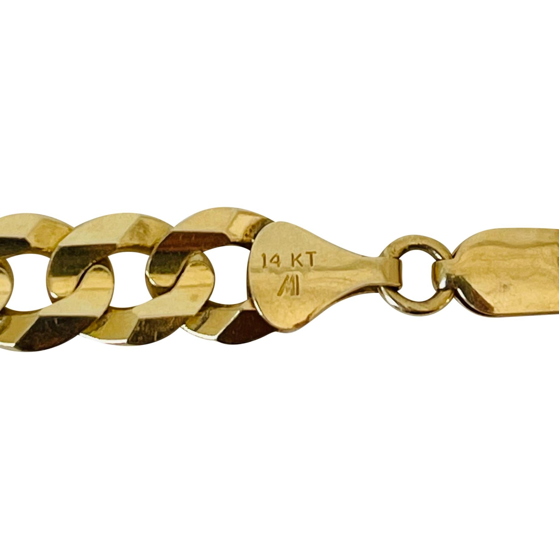 14 Karat Italia Yellow Gold Solid Heavy Men's Curb Link Bracelet 4