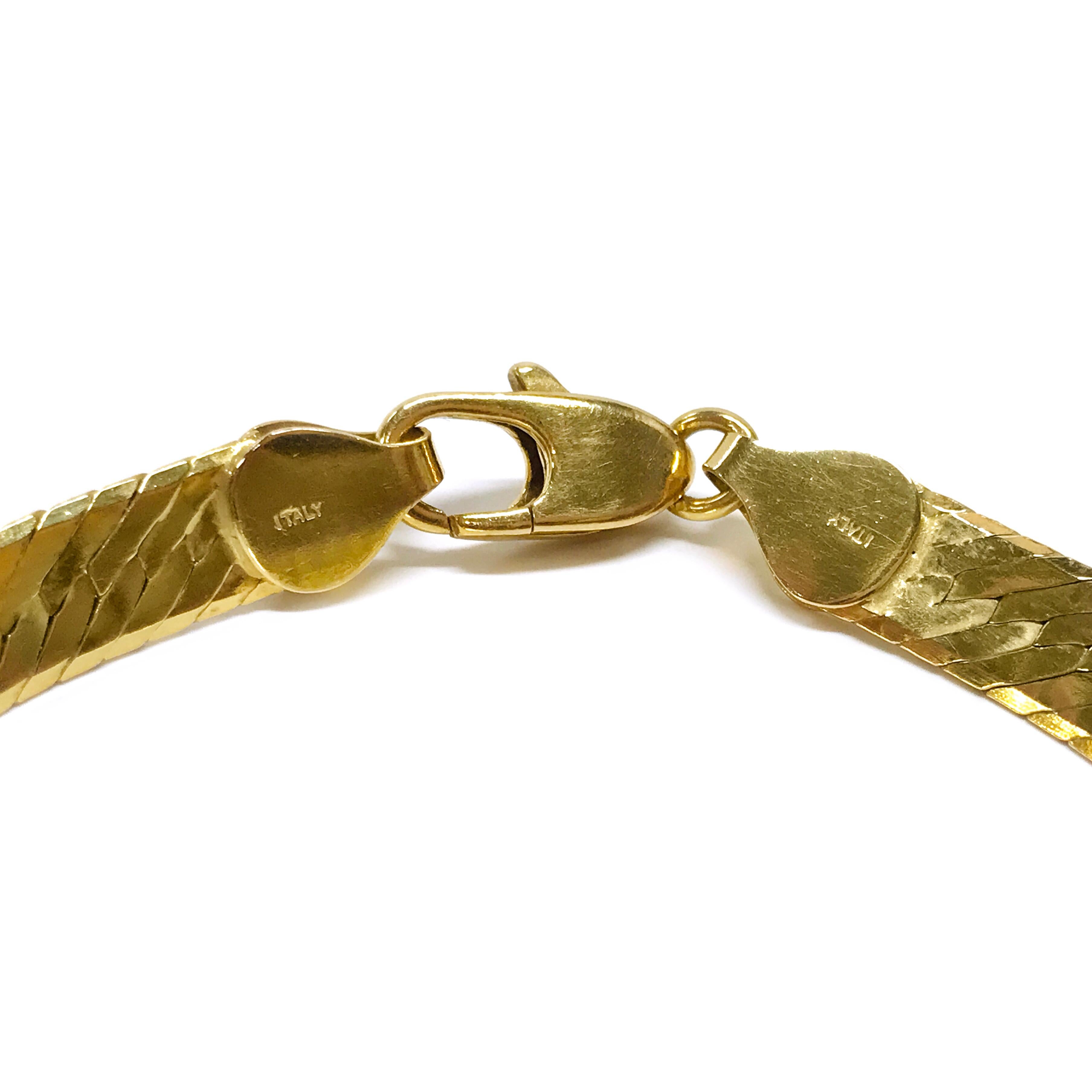 Bracelet italien à chevrons en or 14 carats Unisexe en vente
