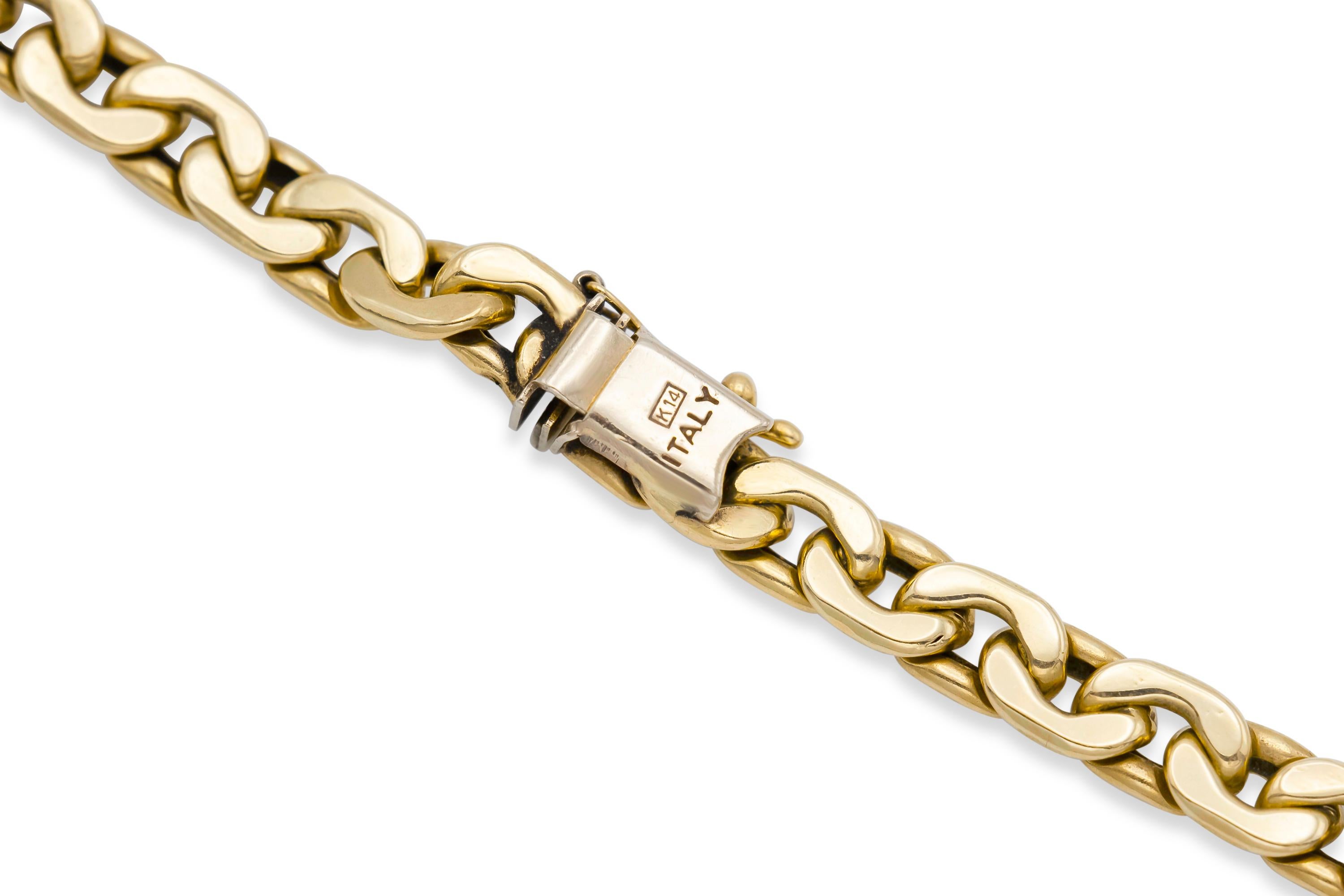 Women's or Men's 14 Karat Italian Link Necklace For Sale