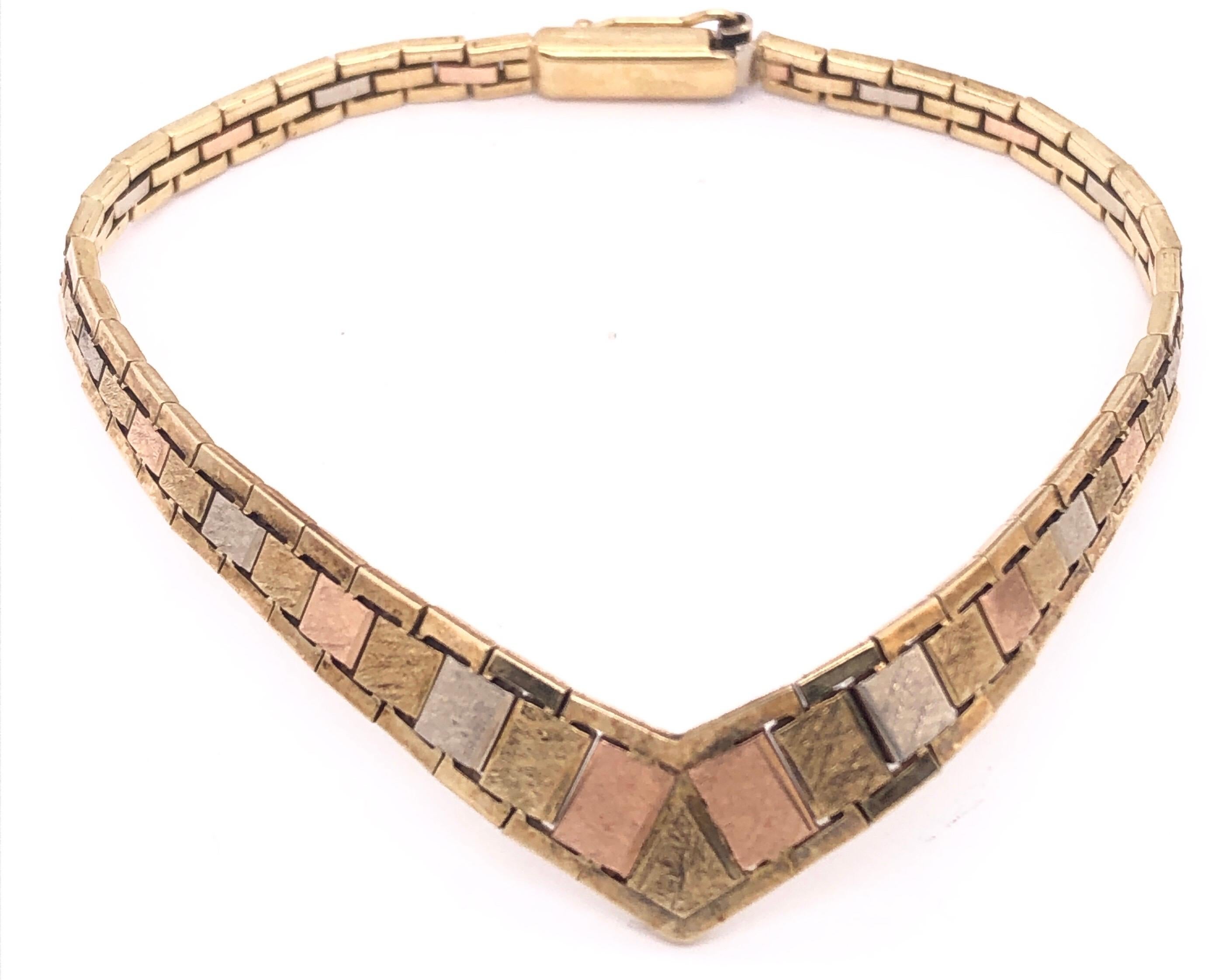 Contemporary 14 Karat Italian Three-Tone Gold Fancy Link Bracelet For Sale