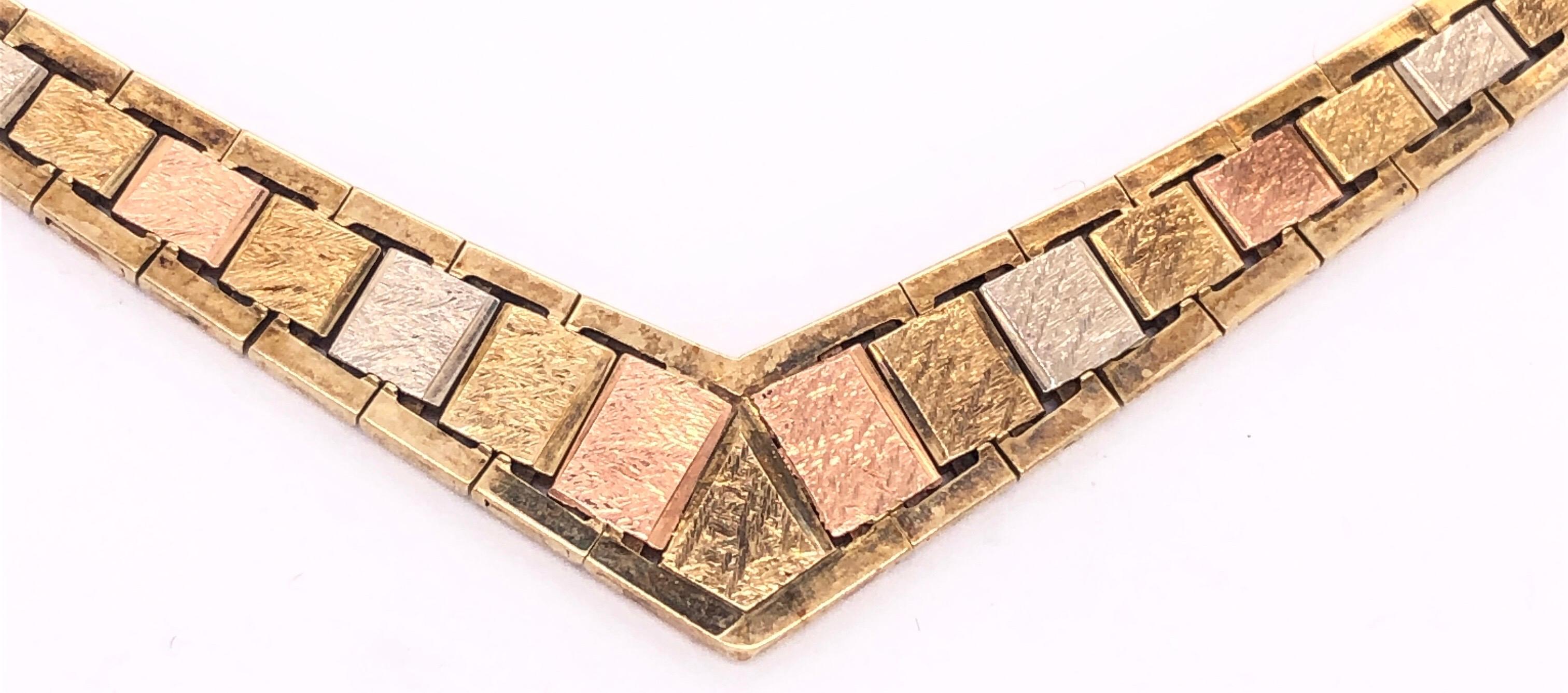 14 Karat Italian Three-Tone Gold Fancy Link Bracelet In Good Condition For Sale In Stamford, CT