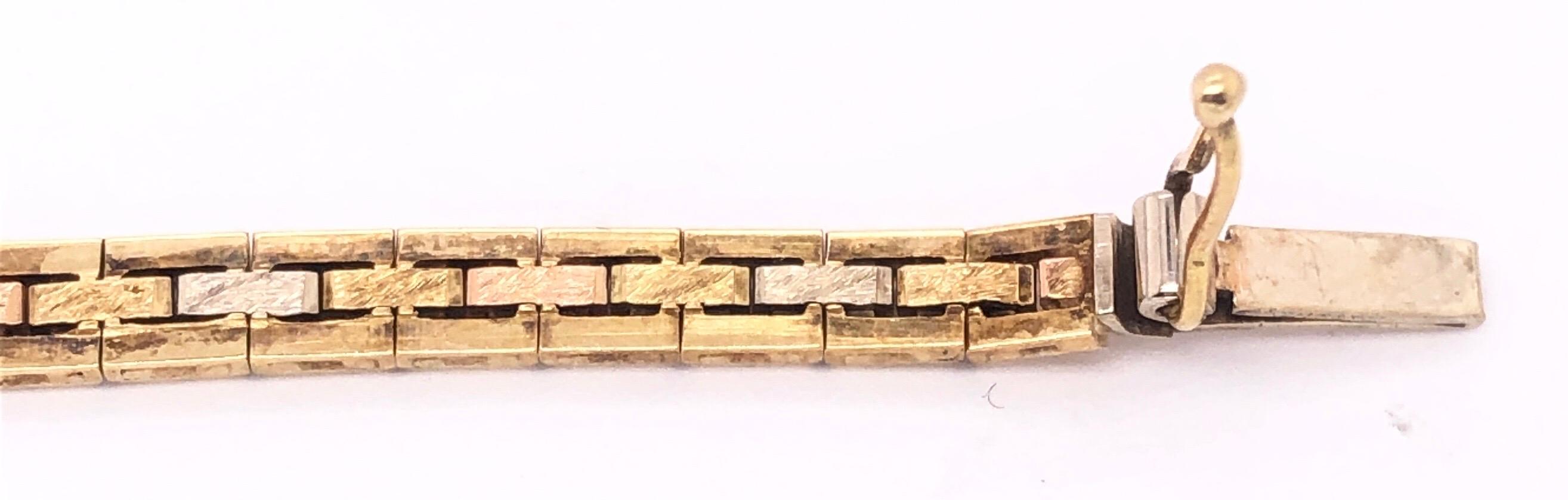 14 Karat Italian Three-Tone Gold Fancy Link Bracelet For Sale 3