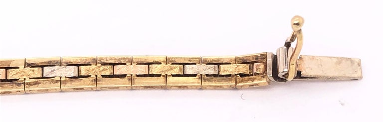 14 Karat Italian Three-Tone Gold Fancy Link Bracelet For Sale at 1stDibs