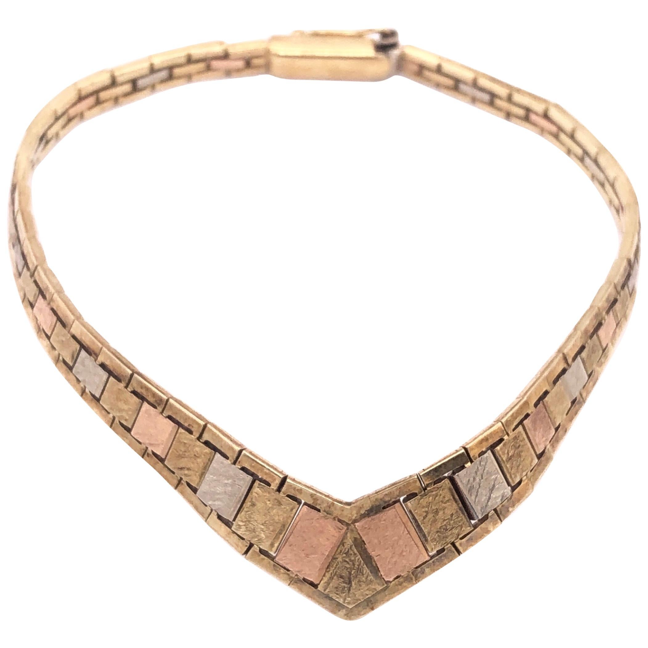 14 Karat Italian Three-Tone Gold Fancy Link Bracelet