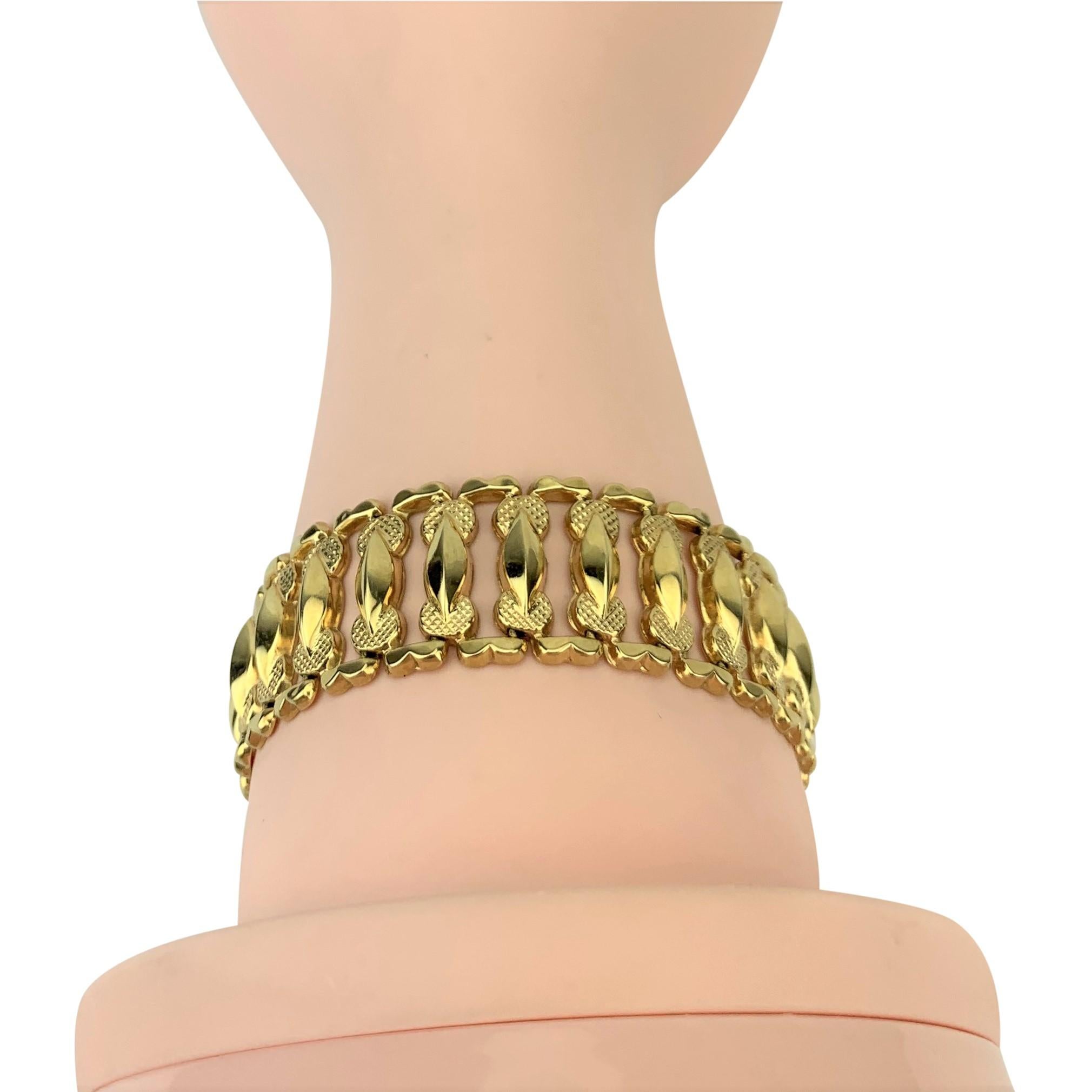 Women's 14 Karat Italian Yellow Gold Aurafin Fancy Link Bracelet
