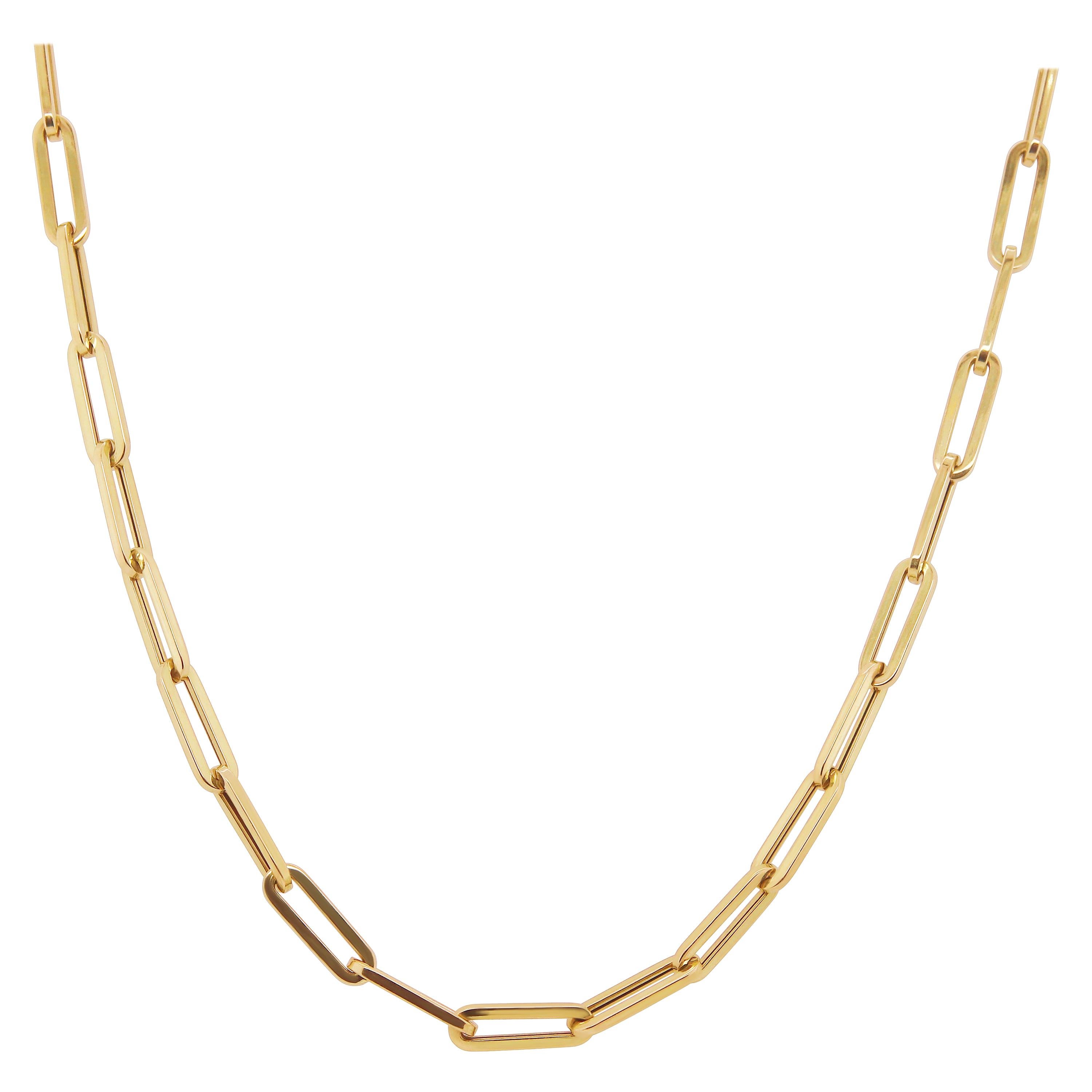 8 Gram 14 Karat Italian Yellow Gold Paperclip Chain Necklace 24 Inch