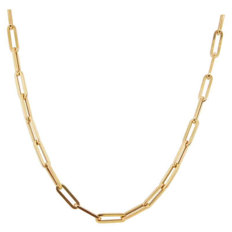 16 inch- Italian 14 Karat Yellow Gold Small Paperclip Chain Necklace ...