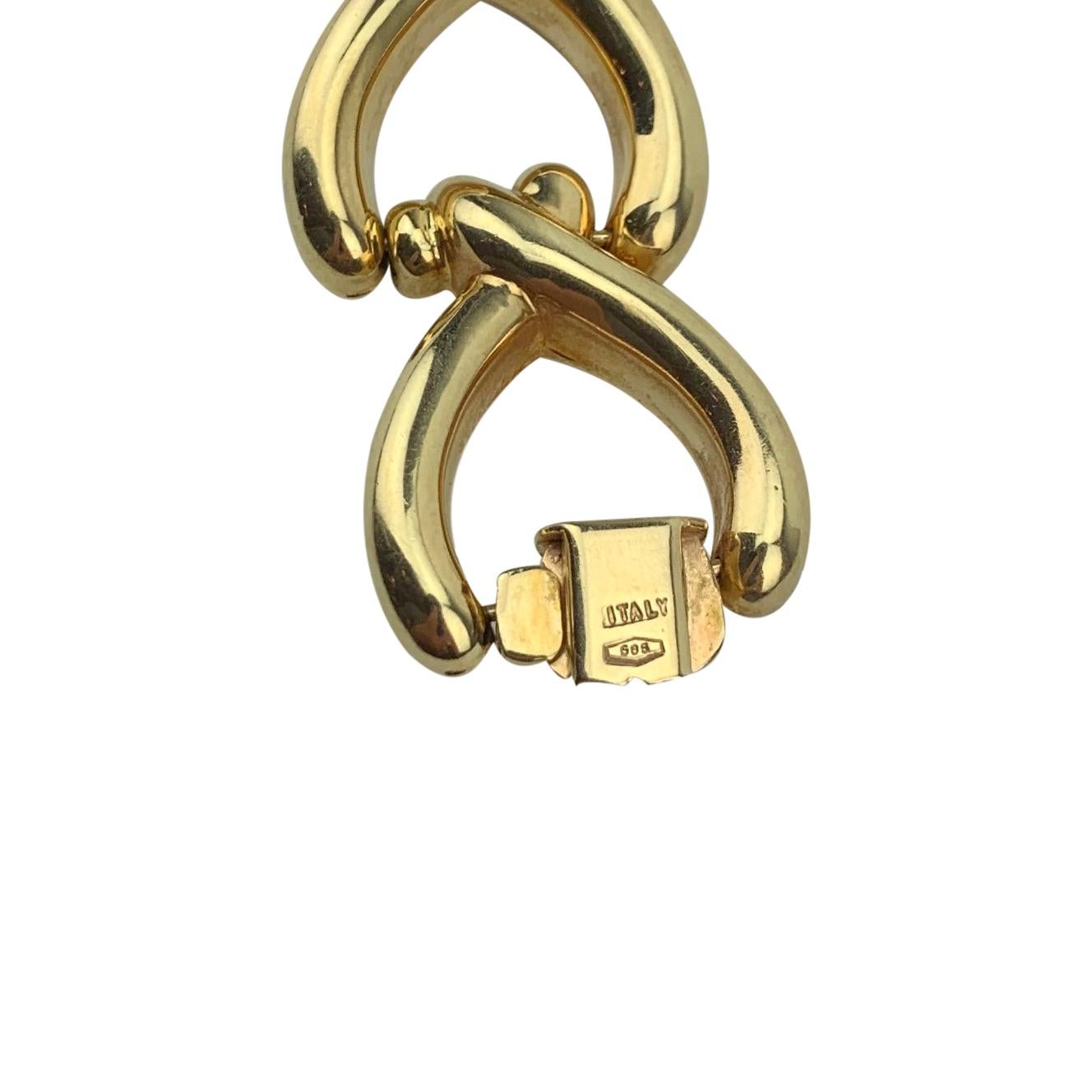 14 Karat Italian Yellow Gold Polished Fancy Heart Link Necklace 3