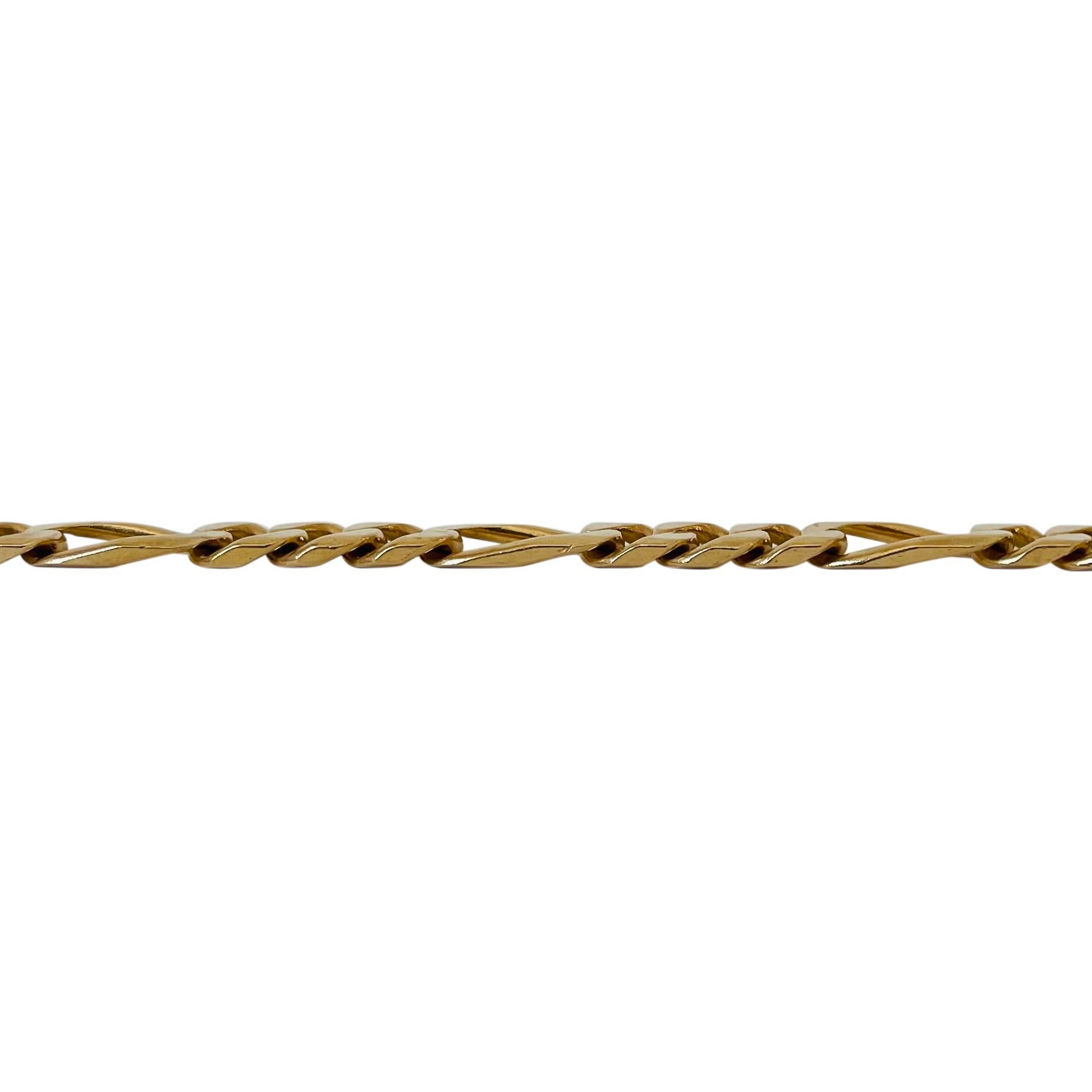 14 Karat Italian Yellow Gold Solid Heavy Men's Figaro Link Bracelet 1
