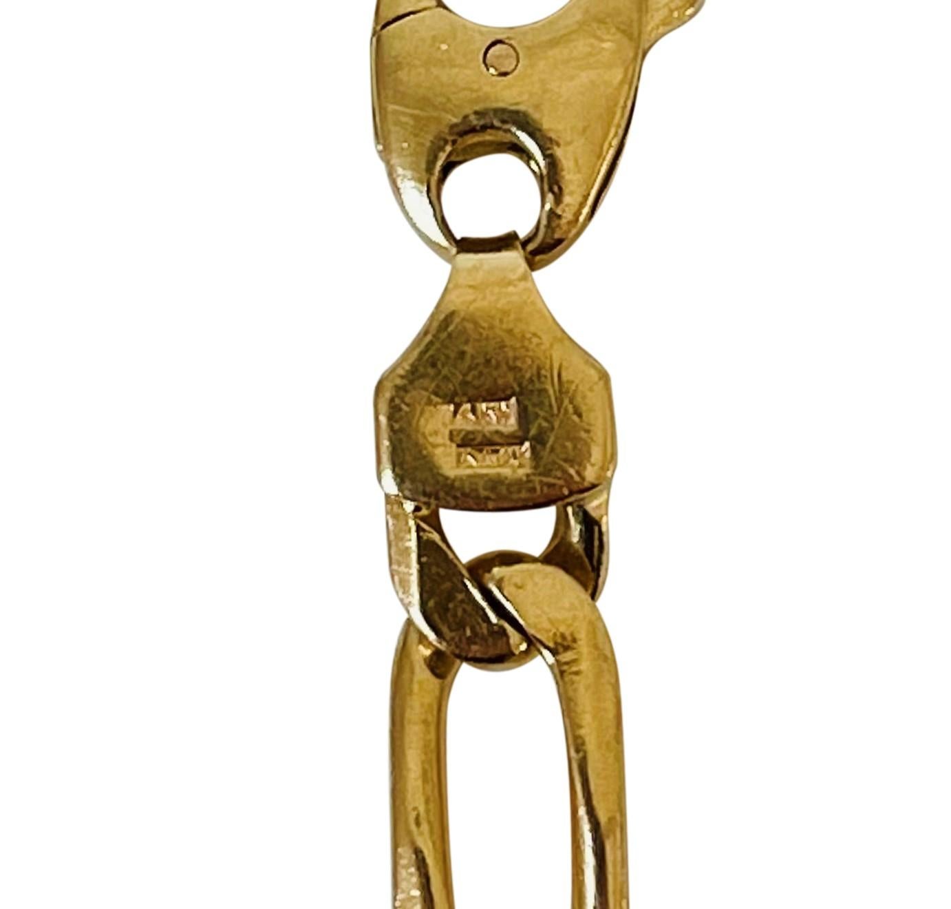 14 Karat Italian Yellow Gold Solid Heavy Men's Figaro Link Bracelet 3