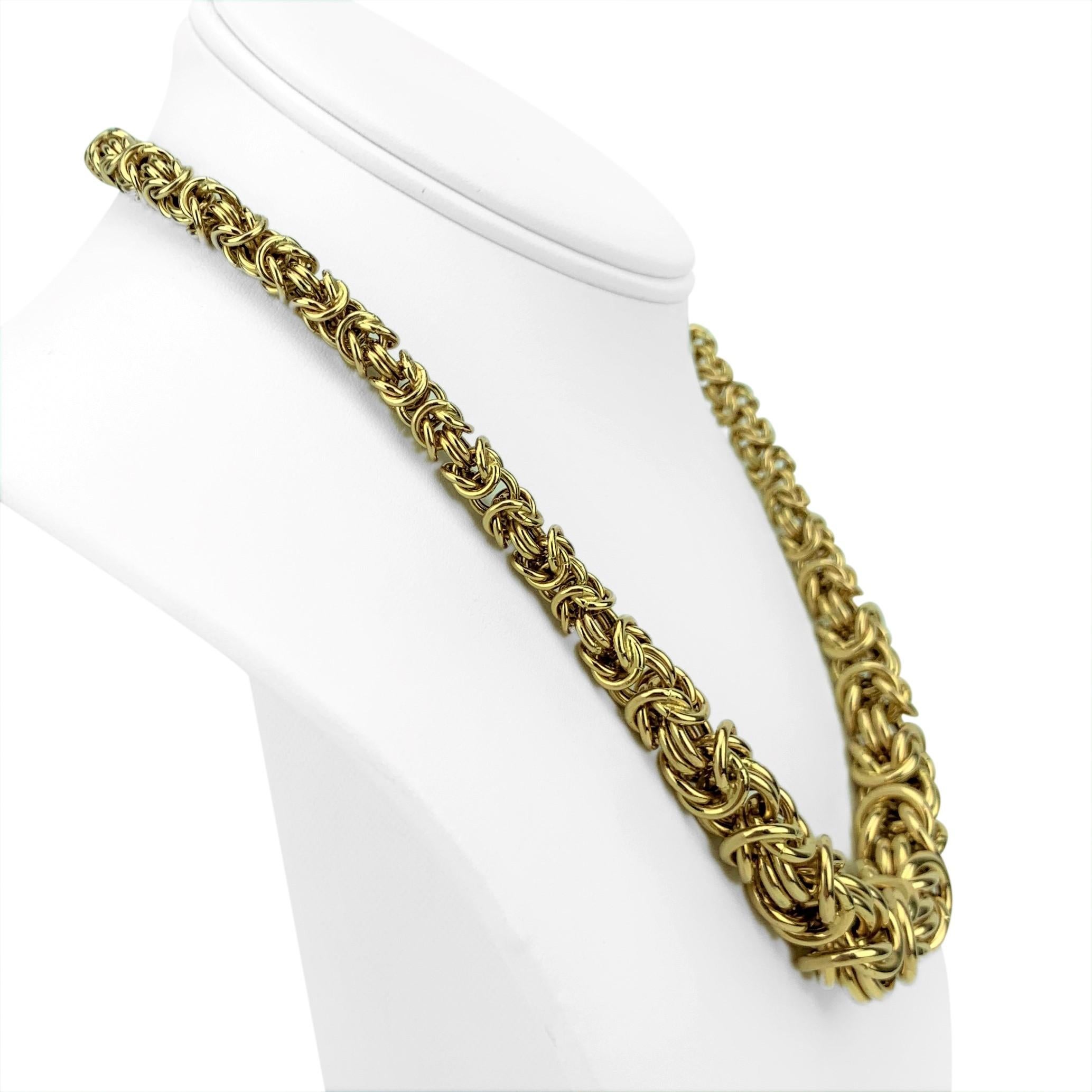 14k Italian Yellow Gold 48.6g UnoAErre Graduated Byzantine Link Necklace 18.5