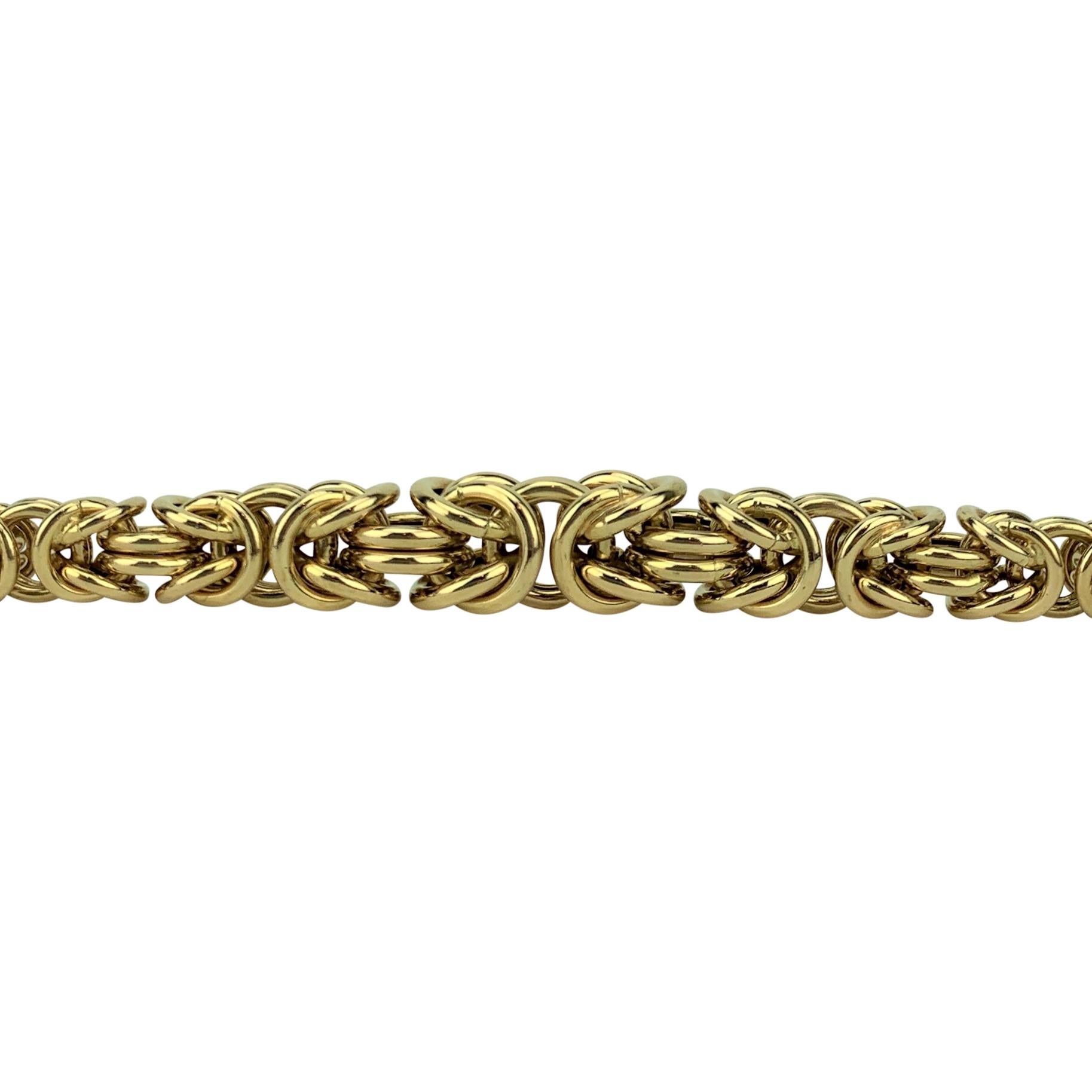Women's 14 Karat Italian Yellow Gold UnoAErre Graduated Byzantine Link Necklace