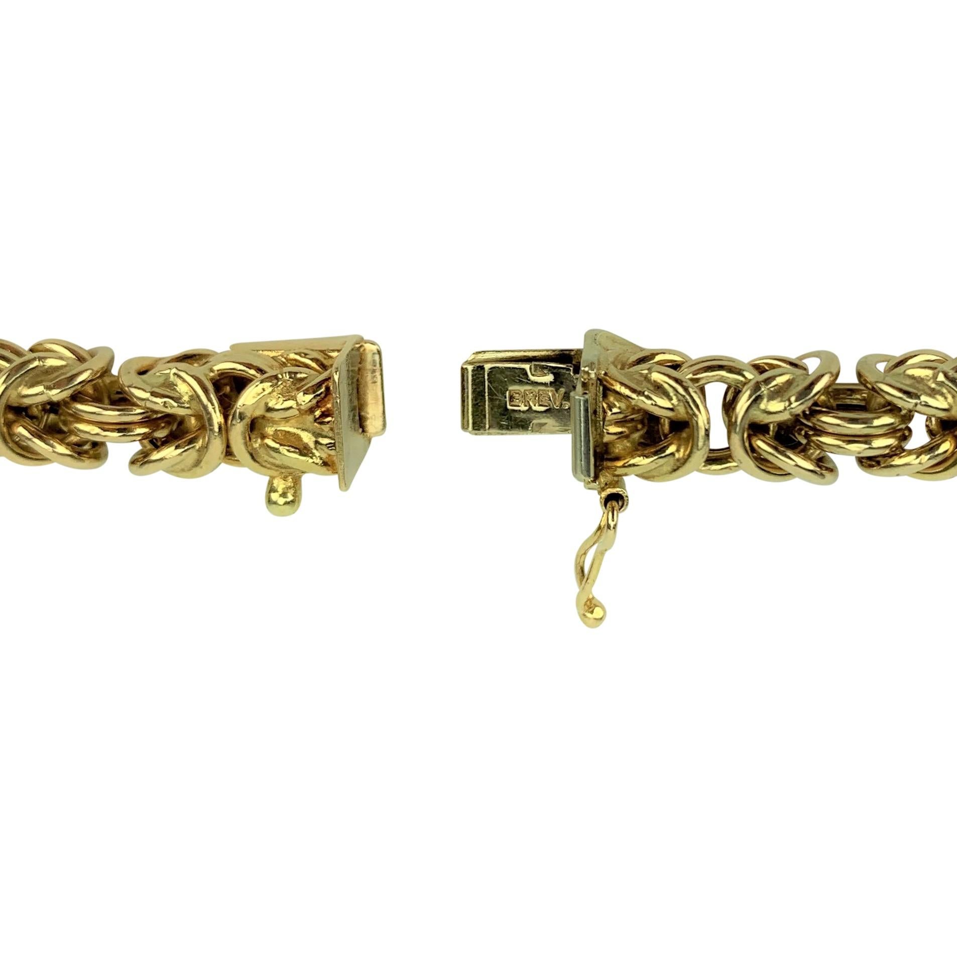 14 Karat Italian Yellow Gold UnoAErre Graduated Byzantine Link Necklace 1