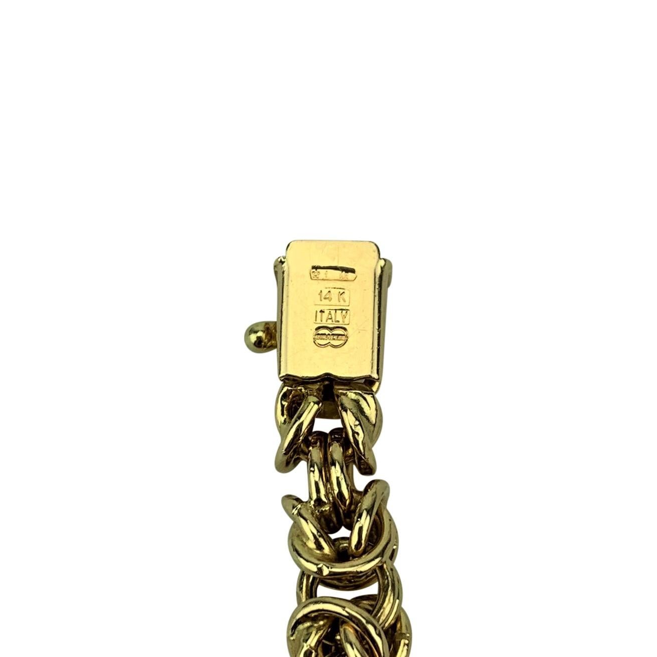 14 Karat Italian Yellow Gold UnoAErre Graduated Byzantine Link Necklace 2